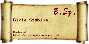Birle Szabina névjegykártya